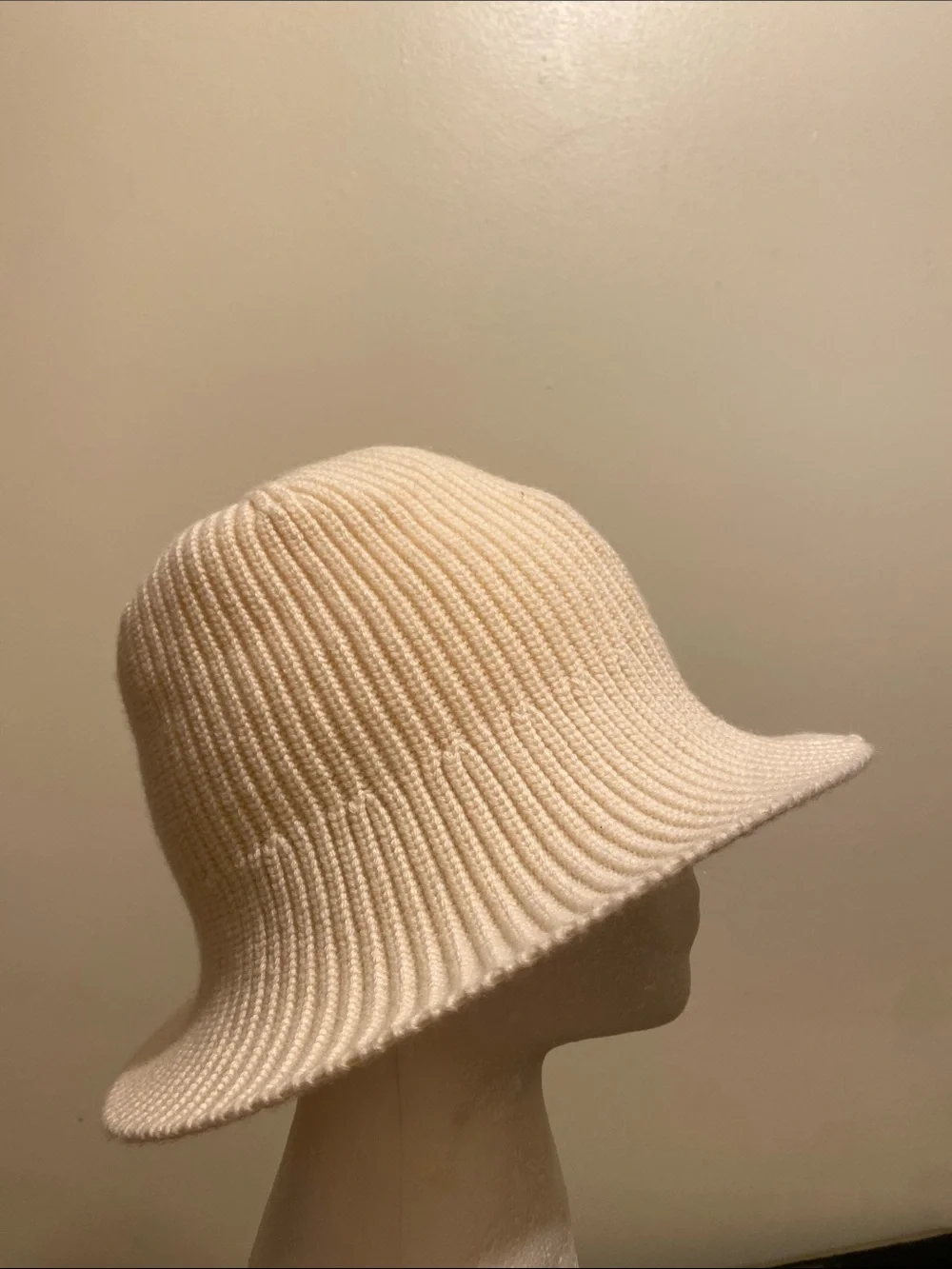 SOLID & STRIPED Wool / Cashmere Cream Knit Brimmed Bucket Hat